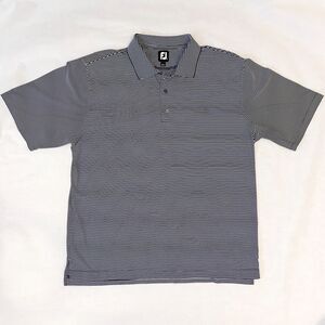 FootJoy FJ Golf Polo Shirt Mens XXL White Black Striped Performance Stretch 2XL